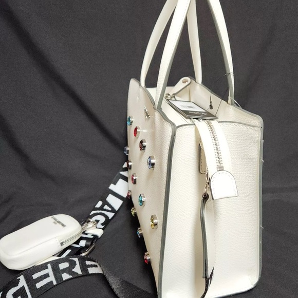 Karl Lagerfeld White Heart Embellished Women's Bag - Picture 6 of 8